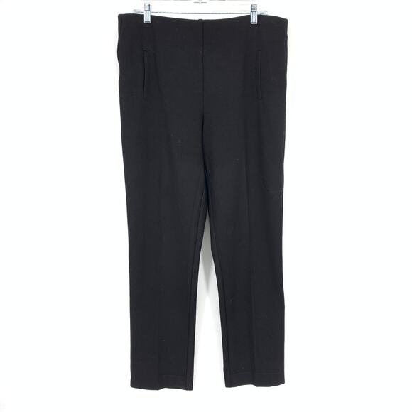 Chicos Pull On Ponte Slim Straight Pant Womens Sz 2 US 12 Black Elastic Waist - Picture 1 of 6